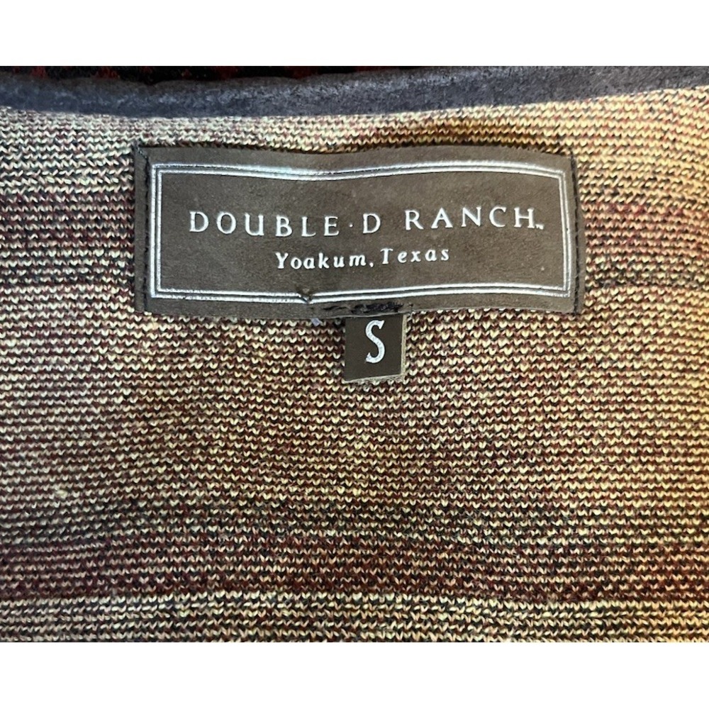 Double D Ranch Knit Dress Small Striped Maroon Scoop Neck Short Sleeve Fringed - Picture 9 of 9